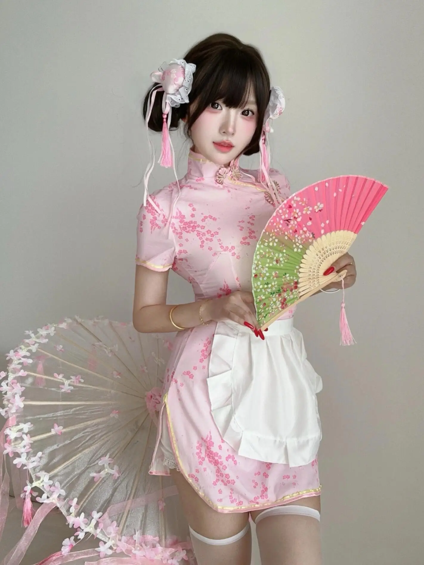 

loween Chinese Sle Dr ort round Collar Low Slit ort Sve Women's Daily Wear Costume Set