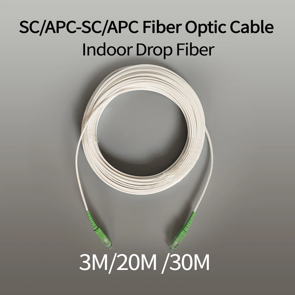 สายเคเบิลใยแก้วนำแสง SC/APC TO sc/apc ใยแก้วนำแสงแบบหล่นโหมดเดี่ยวสายต่อขยายในร่มแบบซิมคอนเวอร์เตอร์สายแพทช์3M/20M/30M