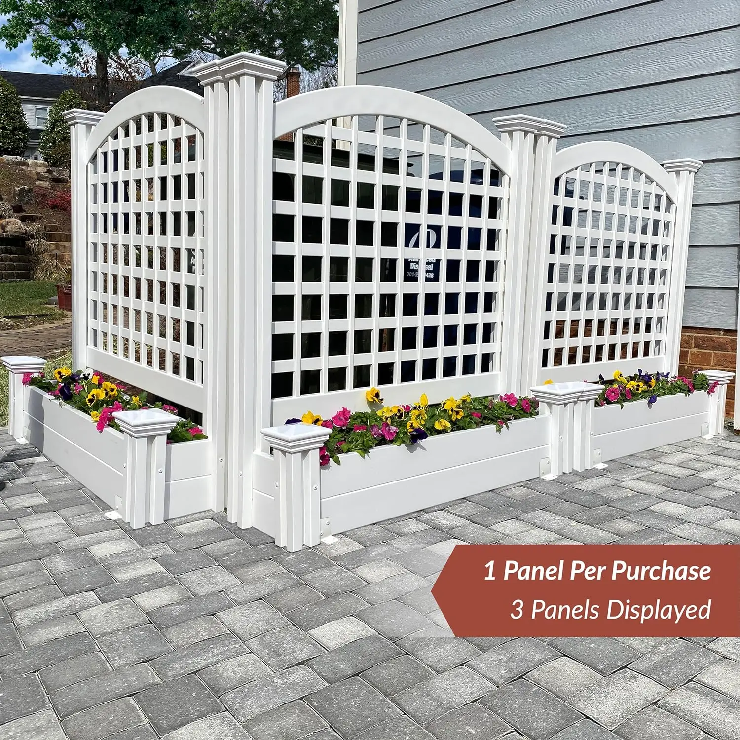 Freestanding Enclo Belmont Privacy Screen with Planter Box, Outdoor White Vinyl Privacy Planter for Patio, Privacy Wall Outdoor