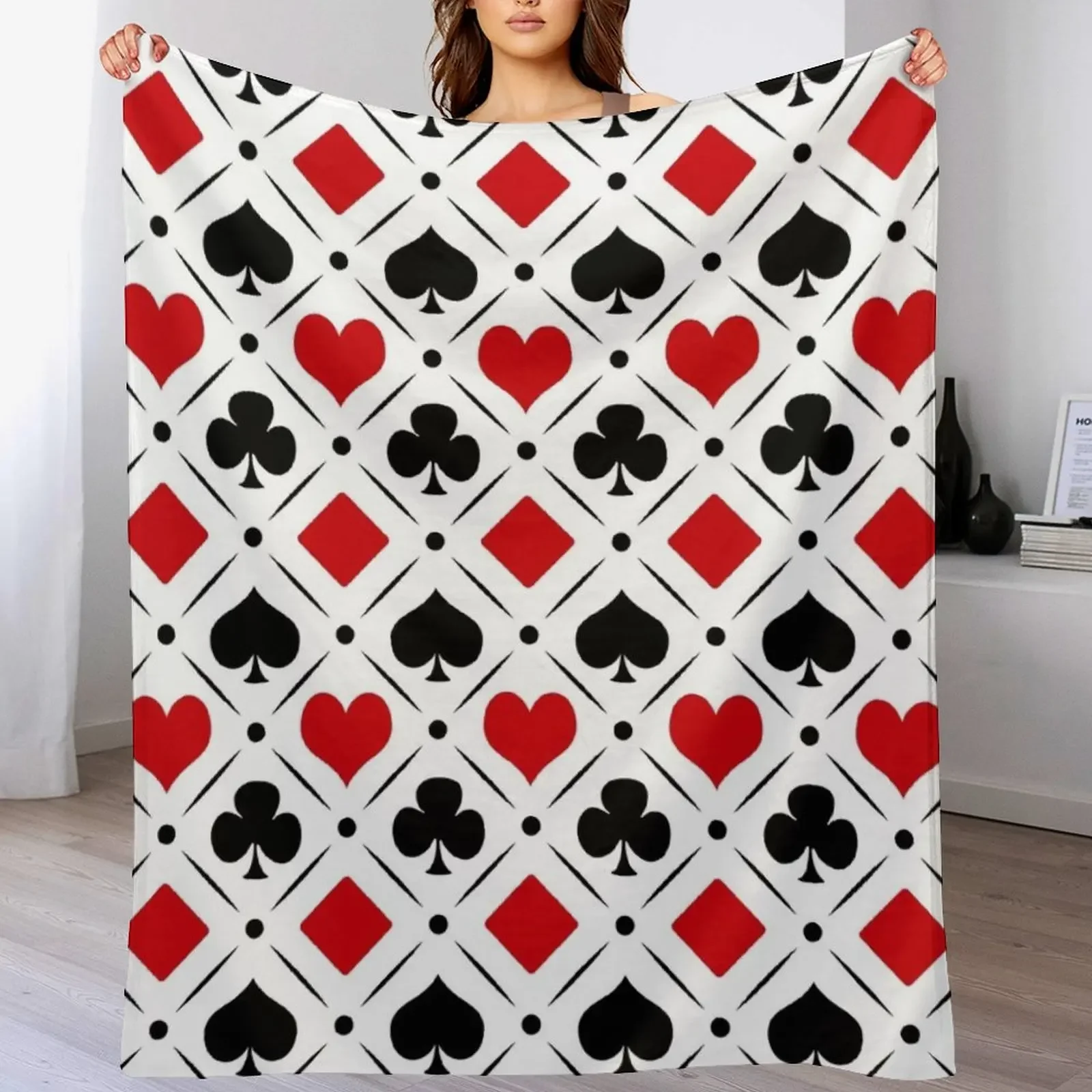 

Playing card suits symbols Throw Blanket Picnic Flannel Fabric Blankets