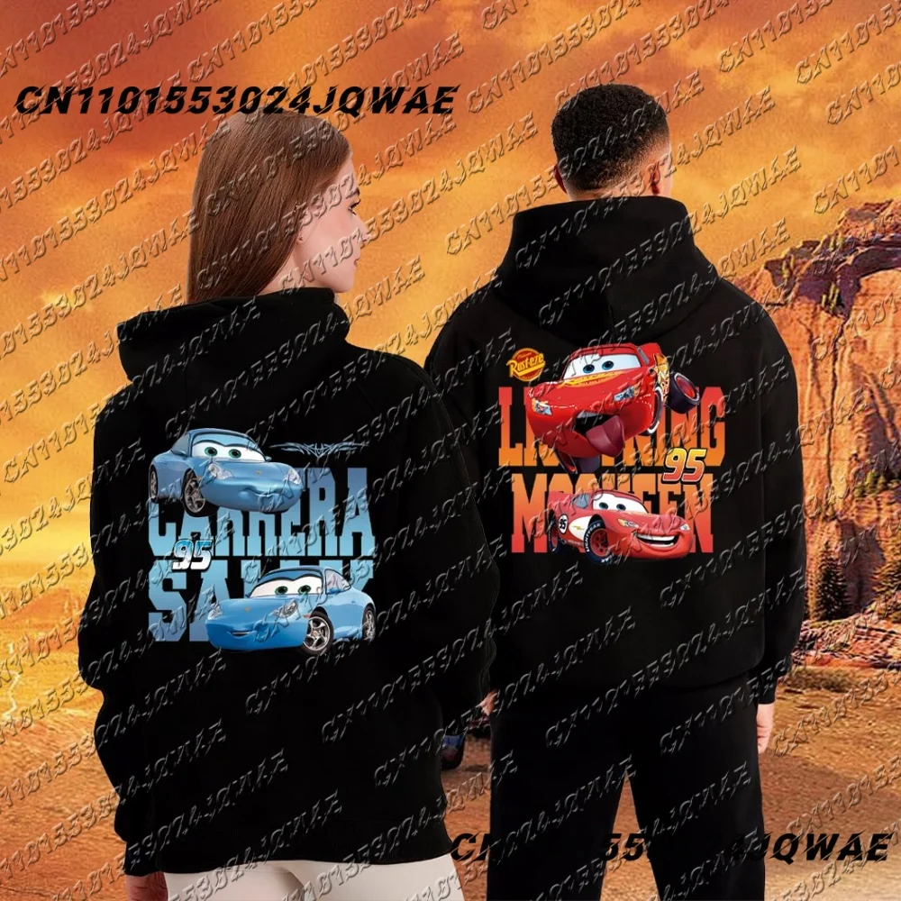 

2025 Disney New The Cars Lightning Mcqueen&Sally Autumn/Winter 3D Hoodie Loose Breathable Comfortable Sportswear Kid/Adults