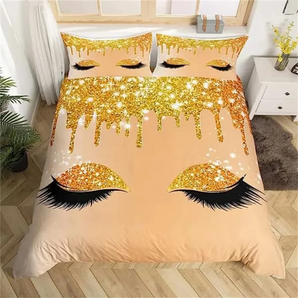 Imagem -02 - Roupa de Cama Grupo Colorido Brilhante Twinkle Eyelash Eye Rainha Rei Full Size Capa de Edredão Colcha de Luxo Rosa 200x200 240x220 Pcs