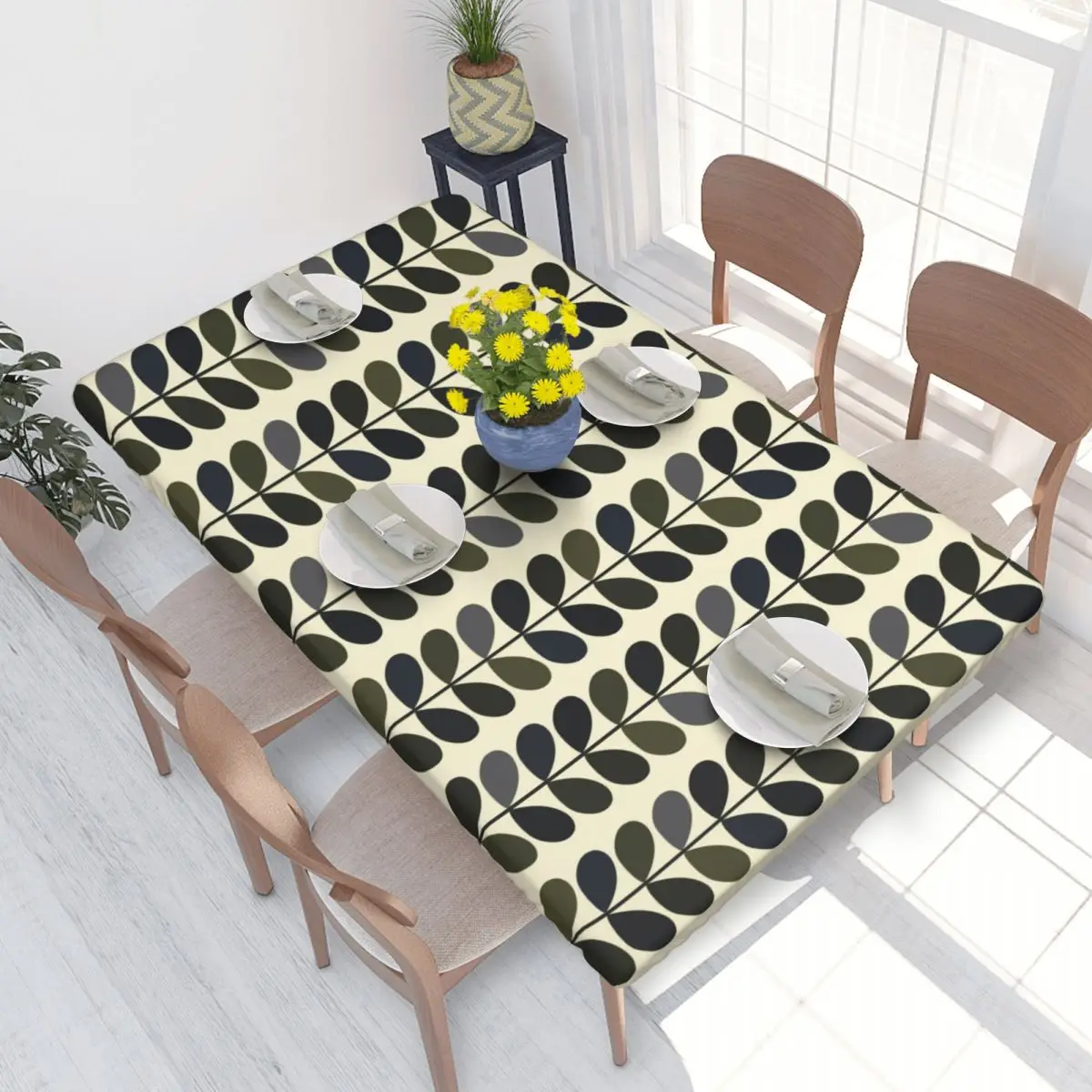 Custom Multi Stem Moss Orla Kiely Pattern Tablecloth Rectangular Waterproof Table Cloth Cover for Banquet 4FT