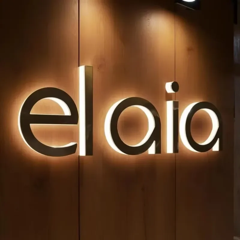 Custom 3D Stainless Steel LED Sign Waterproof IP65 Oval Wall Light for Storefront Office Outdoor Commercial Decoration Multi