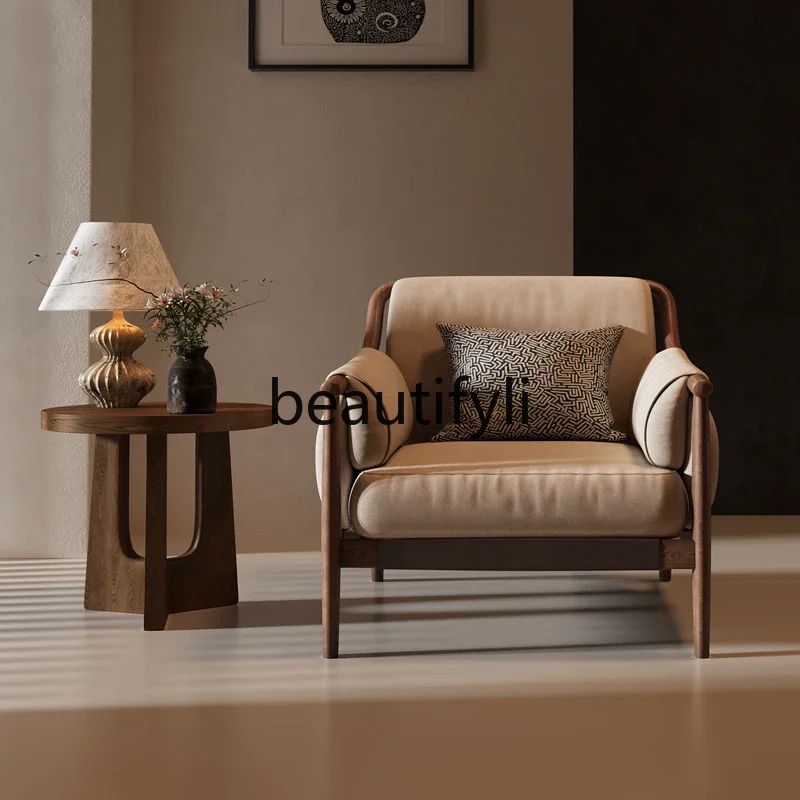 

Single sofa postmodern designer solid wood hotel reception Italian leisure chair