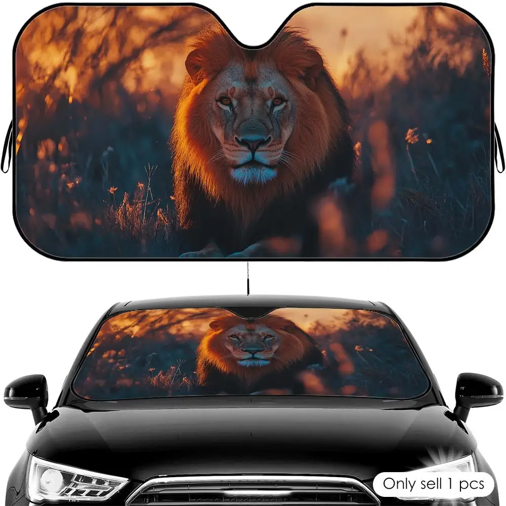 Animal Lion Sun Visor Foldable Universal Car Windshield Sun Shade UV Protection Heat Insulation Foldable Cover