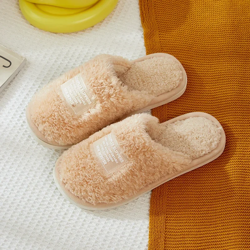 Men's cotton slippers in autumn and winter  indoor anti-skid home plush warm couple floor slippers for women in winter