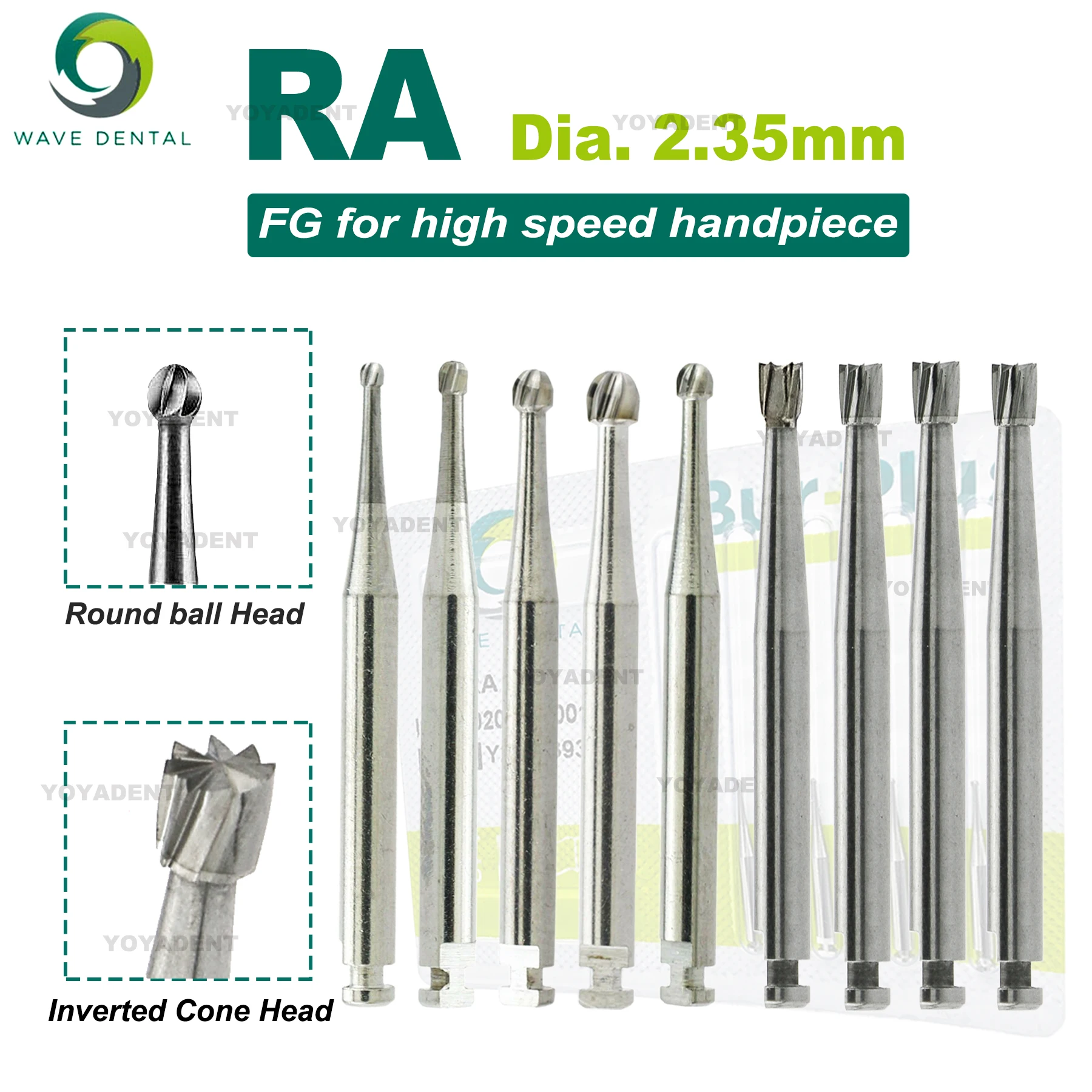 

WAVE Dental Tungsten Carbide Burs Dental Strawberries RA Drills Dia. 2.35mm For Low Speed Contra Angle Handpiece 5Pcs/Pack
