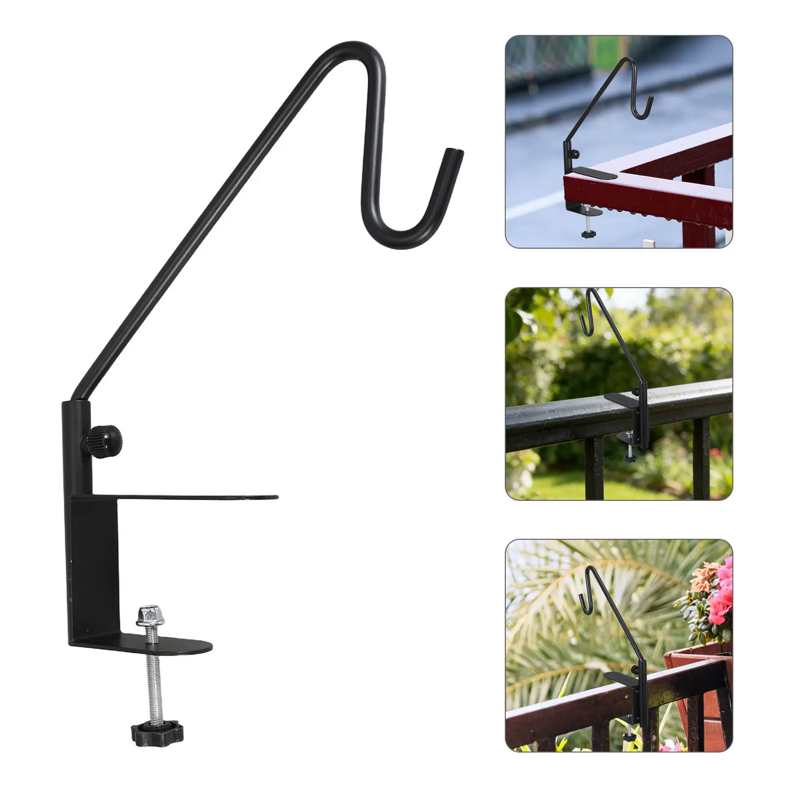 Stainless Steel Bird Feeder Hook Rotating Deck Rail Hanger for Planters Lanterns Wind Chimes Outdoor
