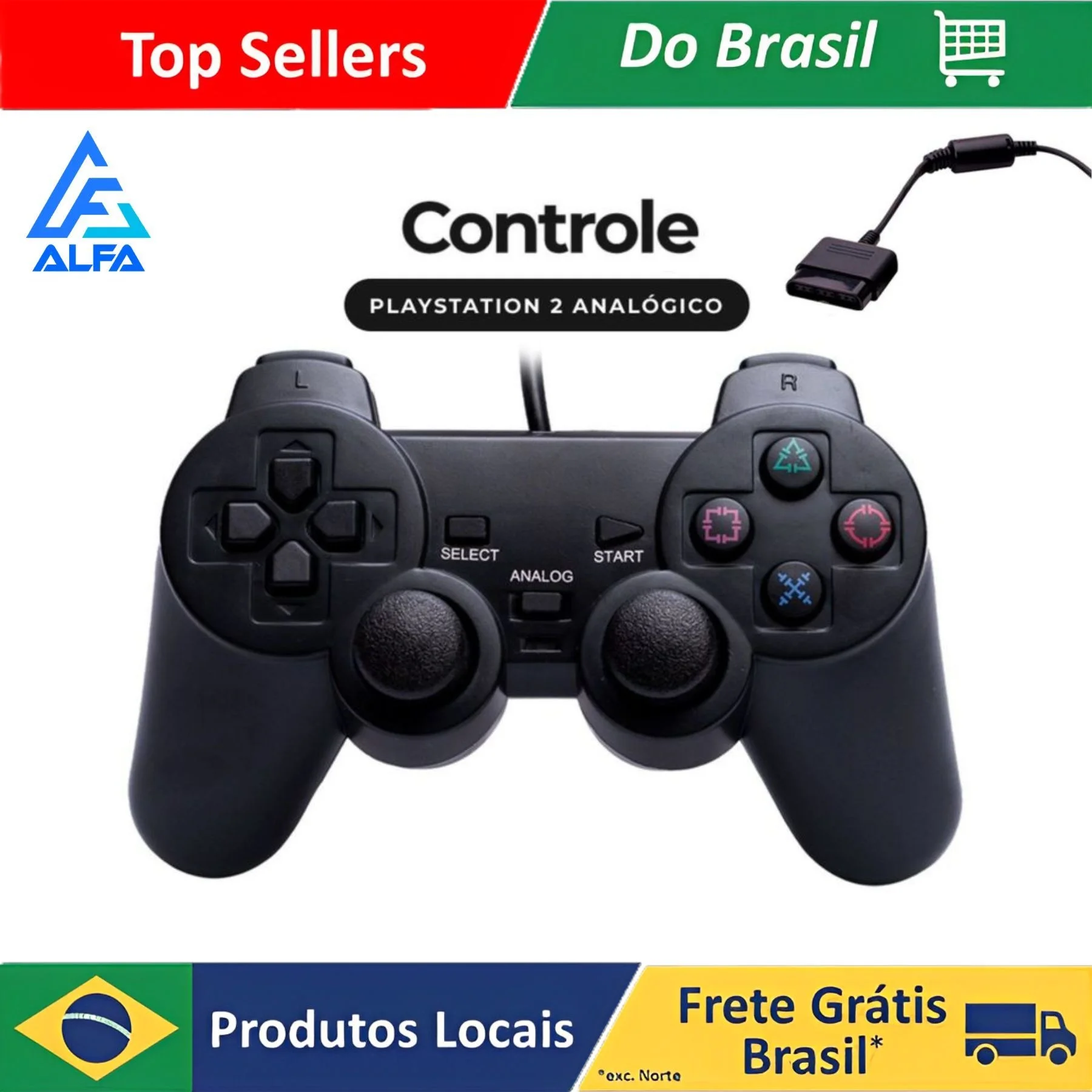 Controle Joystick Gamer Jogos Console e Computador Entrada Ps2