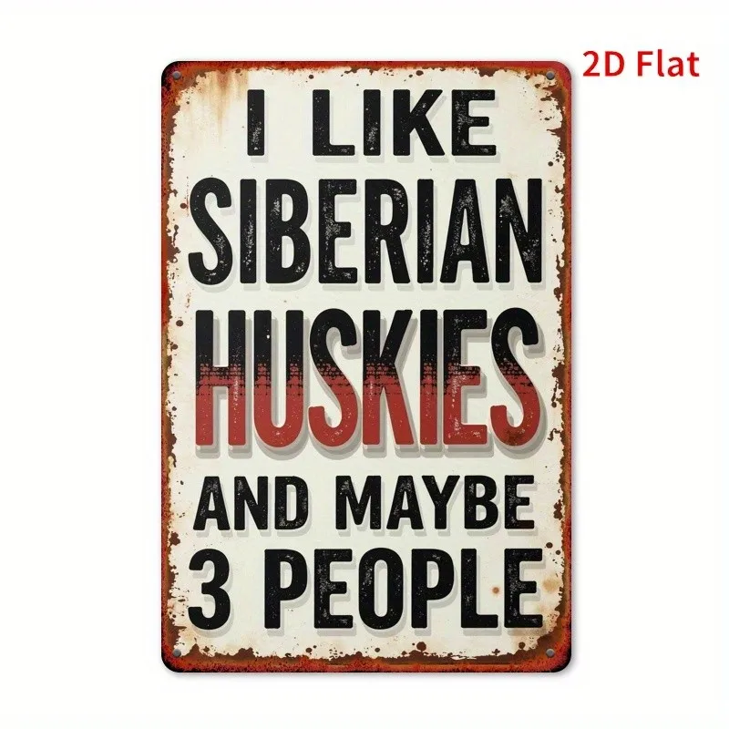 Vintage square I Love Huskies Tin Metal Signs Home Décor Wall Art 8x12