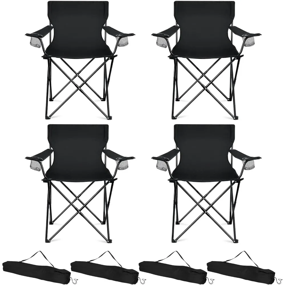 

Camping Chairs 4 Pack, Oversized Folding Chair with Cup Holders for Adults