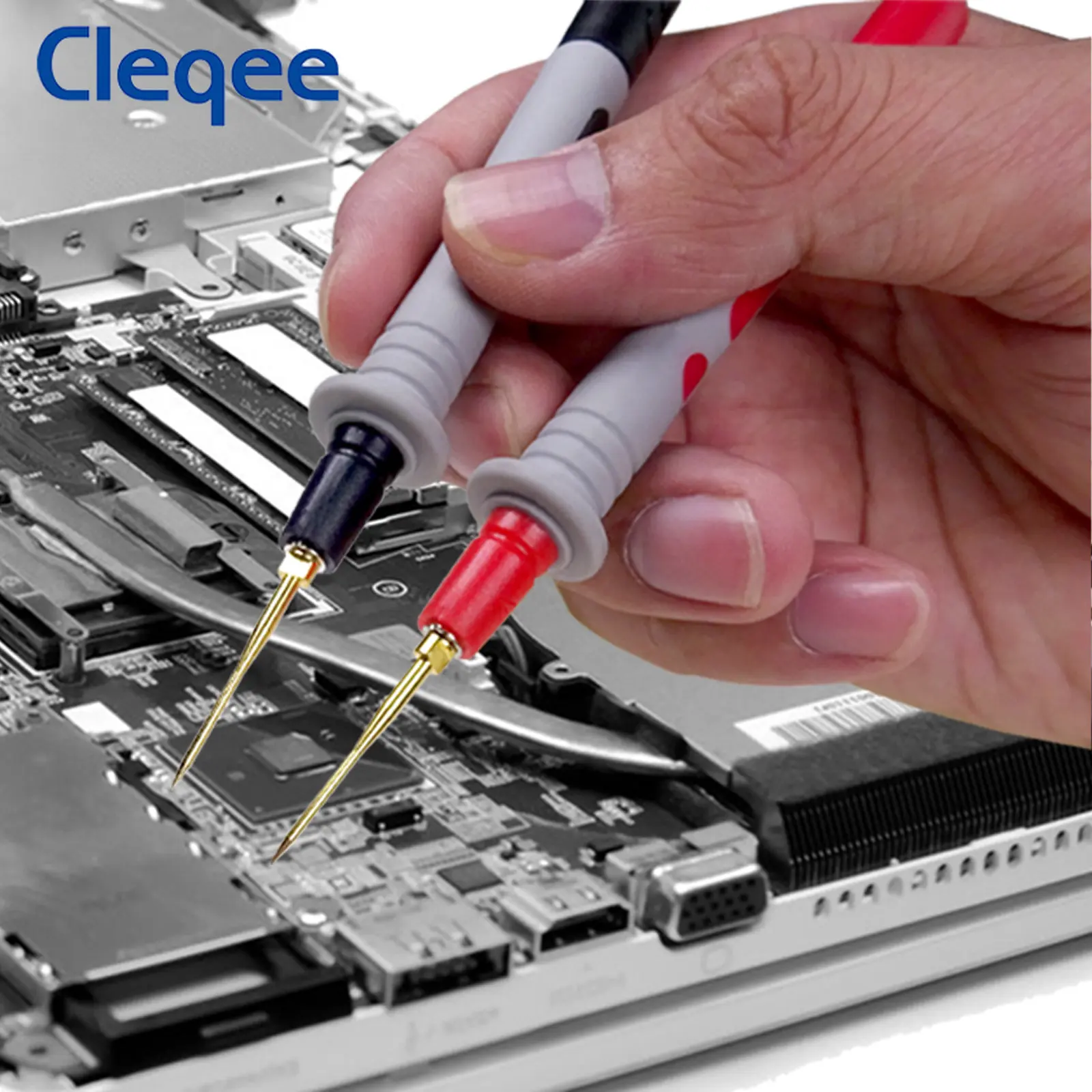 Cleqee p1503 série kit de chumbo teste com sonda de agulha substituível 4mm plugue banana sonda de teste clipe jacaré para testes multímetro