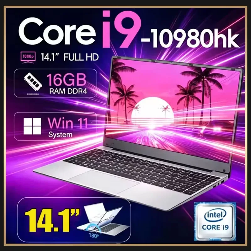 14.1inch 2026 Intel Core I9 10980HK Windows 11 Laptop Gamer RAM 16GB SSD 1TB Gaming Laptops Office Study HD PC Notebook Portable