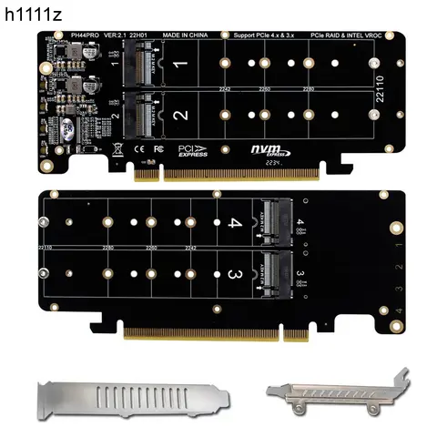Contrôleur Raid de Bifurcation M.2 NVME vers PCI Express X16 4.0, 4 ports, clé M NVME PCIE, carte divisée pour SSD 2230 2242 2260 2280 NVME M2