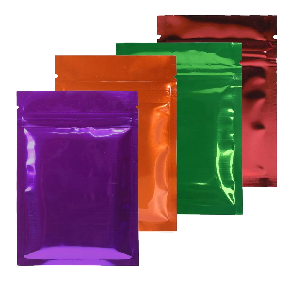 

100PCS Glossy Flat Zipper Bag ,10*15cm Smell Proof Reusable Food Storage Packaging Zip Lock Aluminum Foil Mylar Bag