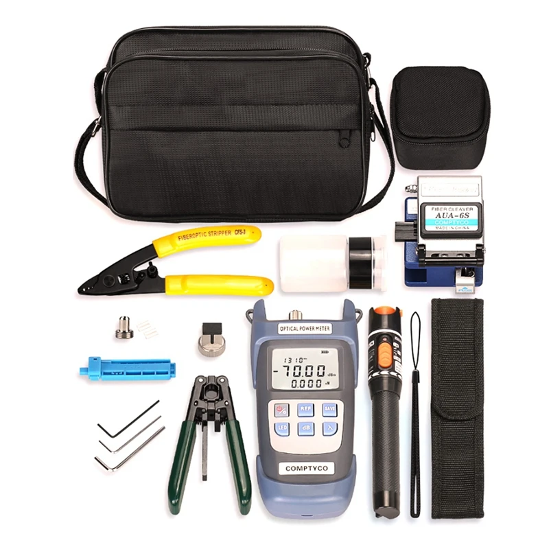 FTTH Fiber Optic Tool Kit With Fiber Cleaver -70-+10Dbm Optical Power Meter Visual Fault Locator 10Mw