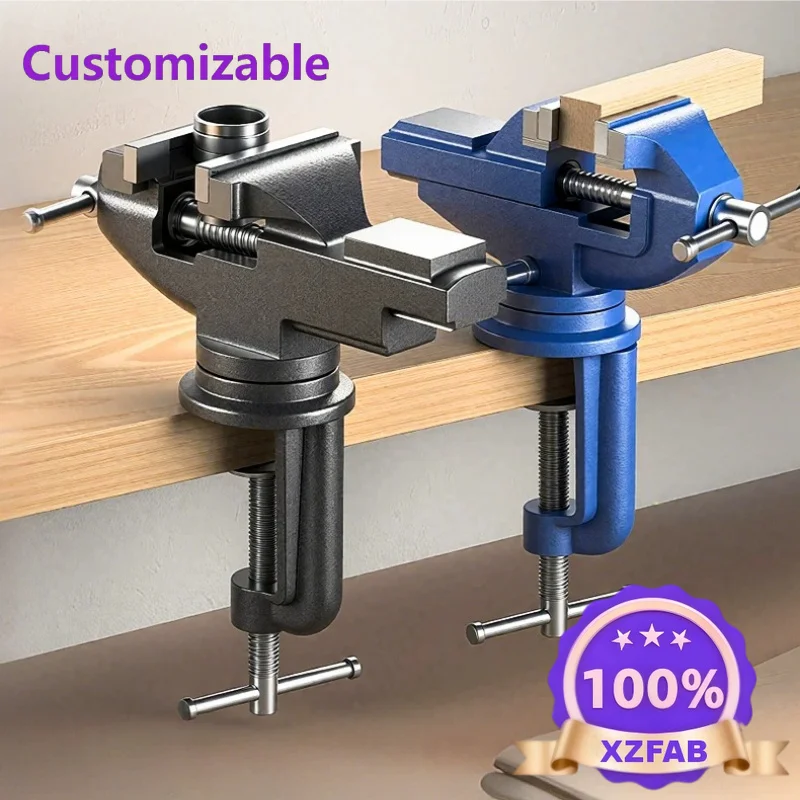 Factory Direct 2026 Mini Multi-Function Bench Vise Home Use Universal Swivel Table Clamp Flat Jaw Woodworking Clamp Heavy Duty P