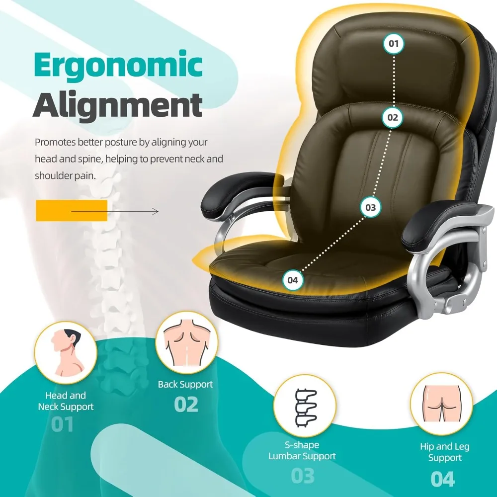 ergonomic executive massage chair with heat for large and tall individuals up to 500lbs