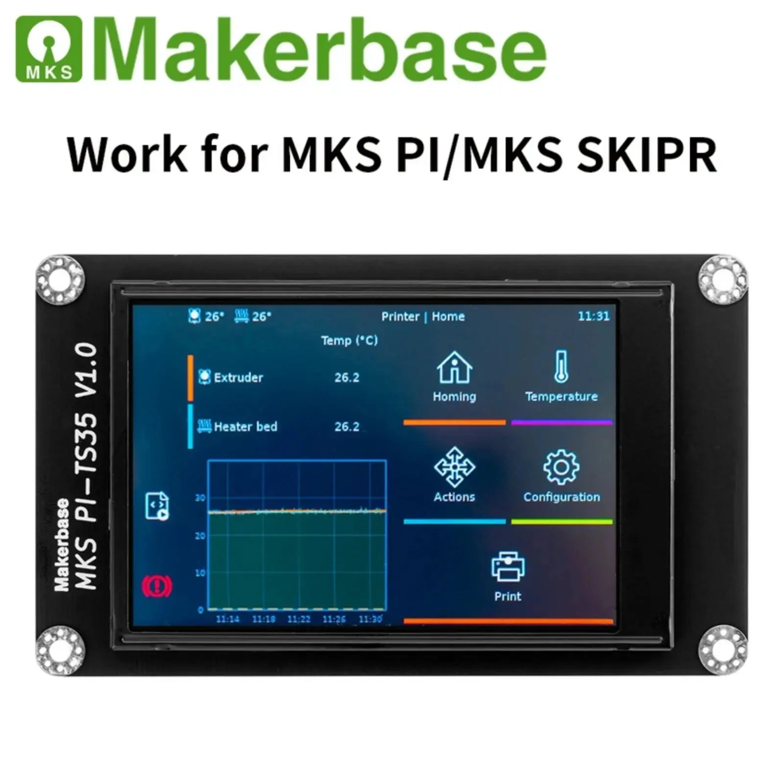 

ЖК-экран 3D-принтера Makerbase MKS PI-TS35 3,5-дюймовый емкостный экран для платы makerbase PI/SKIPR, официальная новая