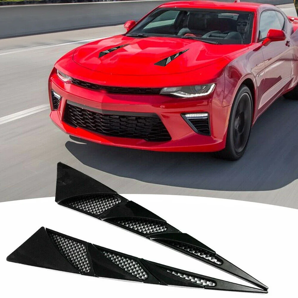 

2x Car Decorative Cell Air Flow Intake Hood Scoop Bonnet Vent Cover Sticker Decoration Styling Black Auto Air Flow Intake Bonnet