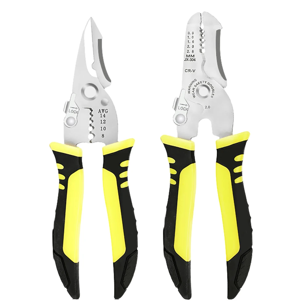 Stripping Crimping Pliers Wire Stripper Multi Functional Ring Crimpper Electrician Peeling Network Cable Electrician Tools