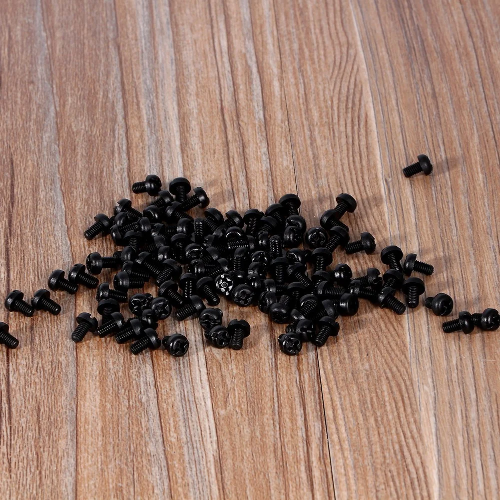 100Pcs M3*5mm Nylon Cross Round Screw Nylon Insert Screw Black  Cross Round Screw Fastener Hardware