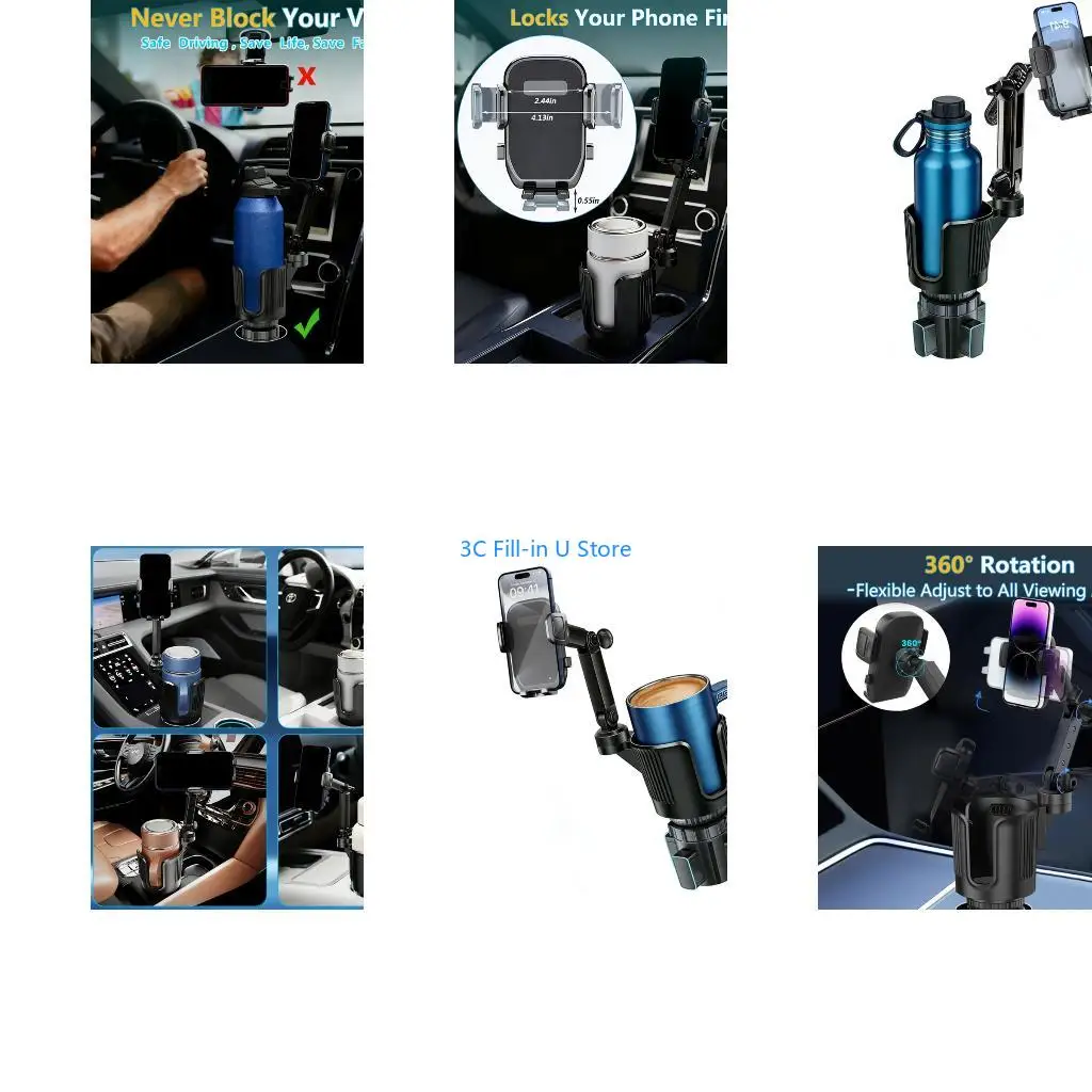 G8TA Innovative Telescoping Car Mount For Cell Phones And Cups Provides Stable Placement Easy Installation Cup Phone Holder
