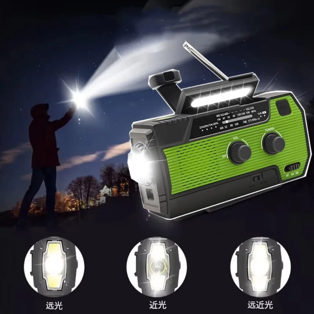 Rechargeable Weather Radio 4000mAh Solar Hand Crank Portable AM/FM/NOAA Emergency Radio Receiver with Flashlight & Reading Lamp