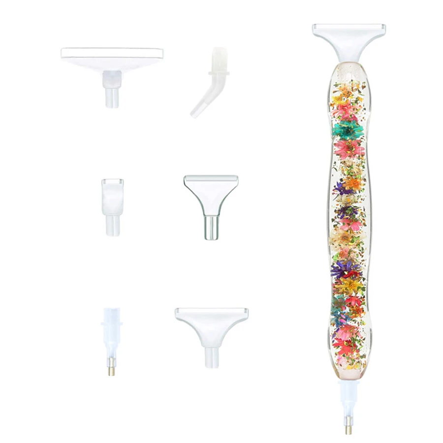 5D Harz-Diamantmalerei-Stift mit 6 Stück Plastik-Ersatzstiftköpfen, Blumen-Punktbohrstifte, DIY Kunsthandwerk Diamantmalerei – Detail 14