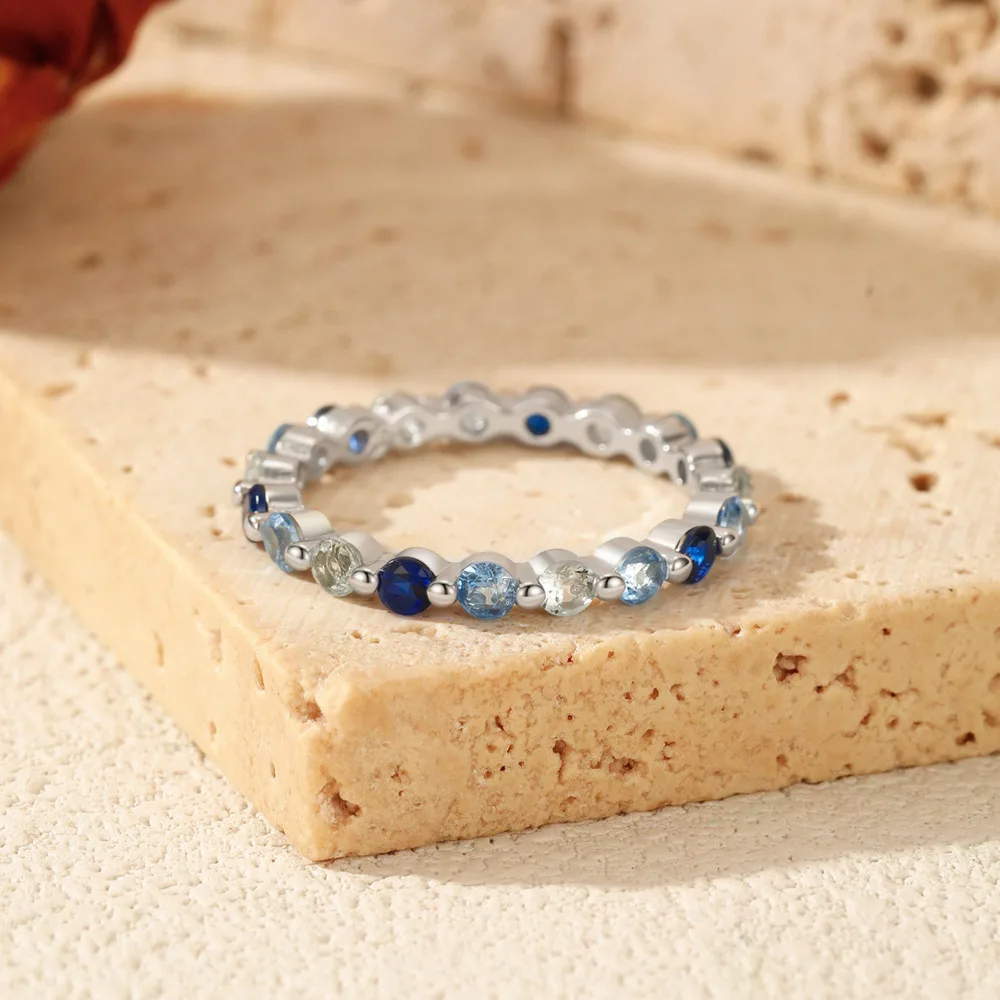 

Кольцо GL 925 из чистого серебра с градиентным синим бриллиантом для женщин: легкое, роскошное, в стиле «сладкий и крутой», модное, идеальный подарок