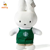 50cm Miffy Plush Doll Creative Green Apron Fluffy Stuffed Toy Dopamine Kawaii Home Decoration Cuddly Anime Accessories Girl Gift
