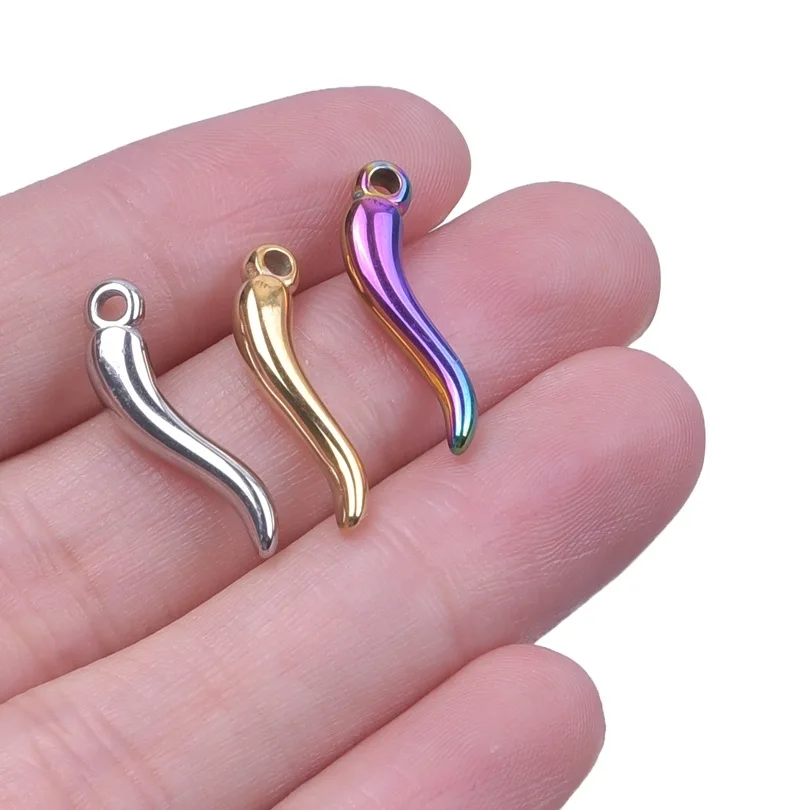 5 قطعة سطح أملس الفلفل الثور السحر لصنع المجوهرات لوازم اليدوية قلادة أقراط أساور قلادة الفولاذ المقاوم للصدأ #2