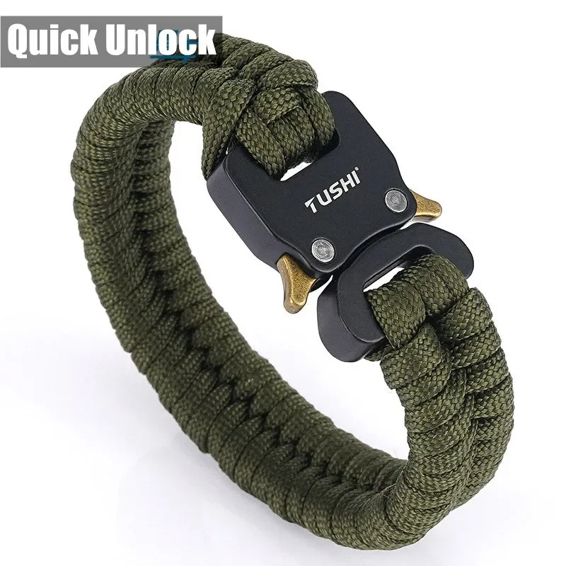 Quick Unlock Outdoor Survival Tactical Bracelet 26 Wearproof Woven Hand Rope Field Survival Tool Adjustable Bracelet Unisex