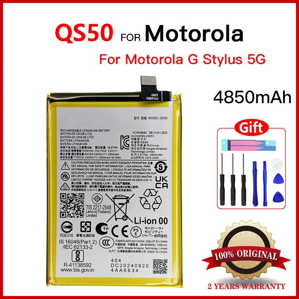 

Genuine New 4850mAh Replacement Battery QS50 5000mAh For Motorola G STYLUS 5G 2024 QS 50 Mobile Batteria Batteries+Free Tools