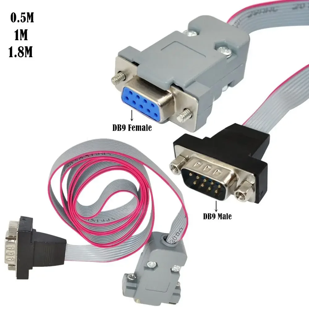 DB9 Serial Cable 9Pin 232 Male To DIDC 9P Female Head Serial PORT Ribbon Panel Mount Internal Cable COM Port Assembly Shell