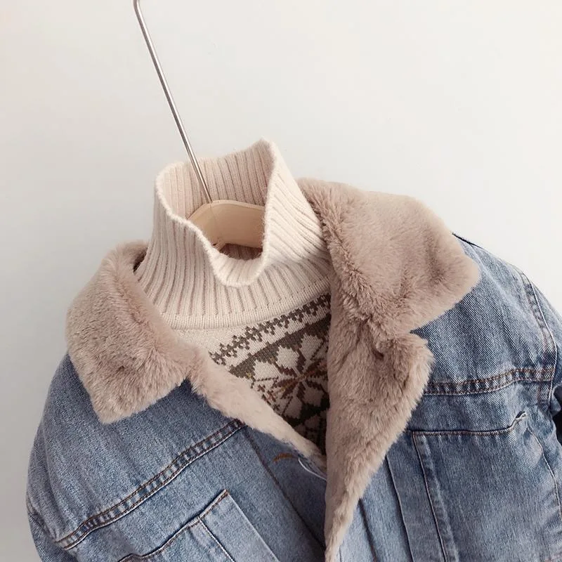 Autunno inverno addensare neonati maschi giacca di jeans più Cashmere caldo bambini capispalla moda cappotto 2 3 4 5 6 7 8 anni vestiti per bambini