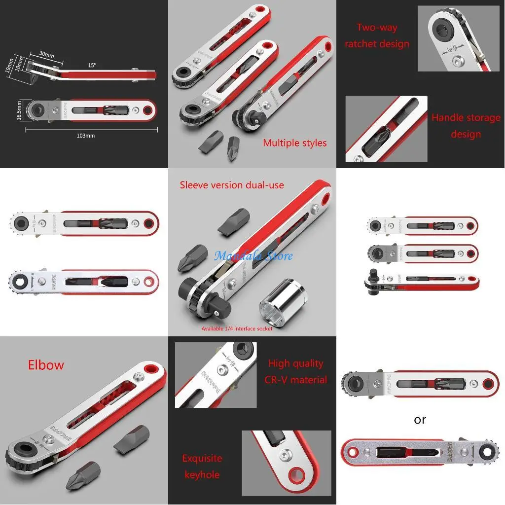 

U2JC Mini Screwdriver Ratchet Wrench 1/4" Shank for Narrow Space DIY Hand Tools