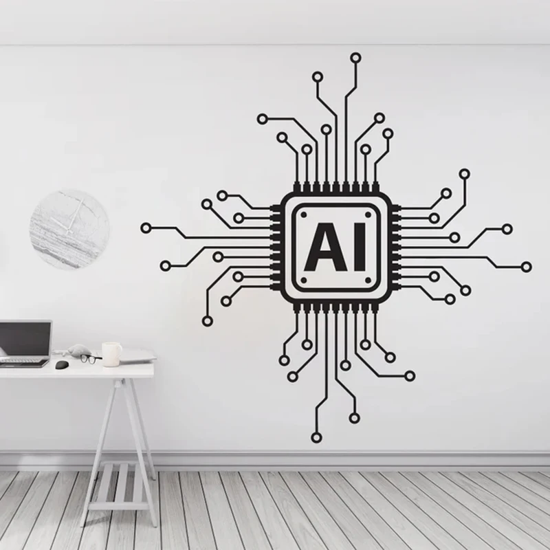 Technology AI Vinyl Wall Decal Circuit Board Computer It Wall Sticker Office Wall Decor Design Business Software Sticker S296