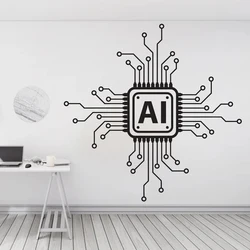 Technology AI Vinyl Wall Decal Circuit Board Computer It Wall Sticker Office Wall Decor Design Business Software Sticker S296
