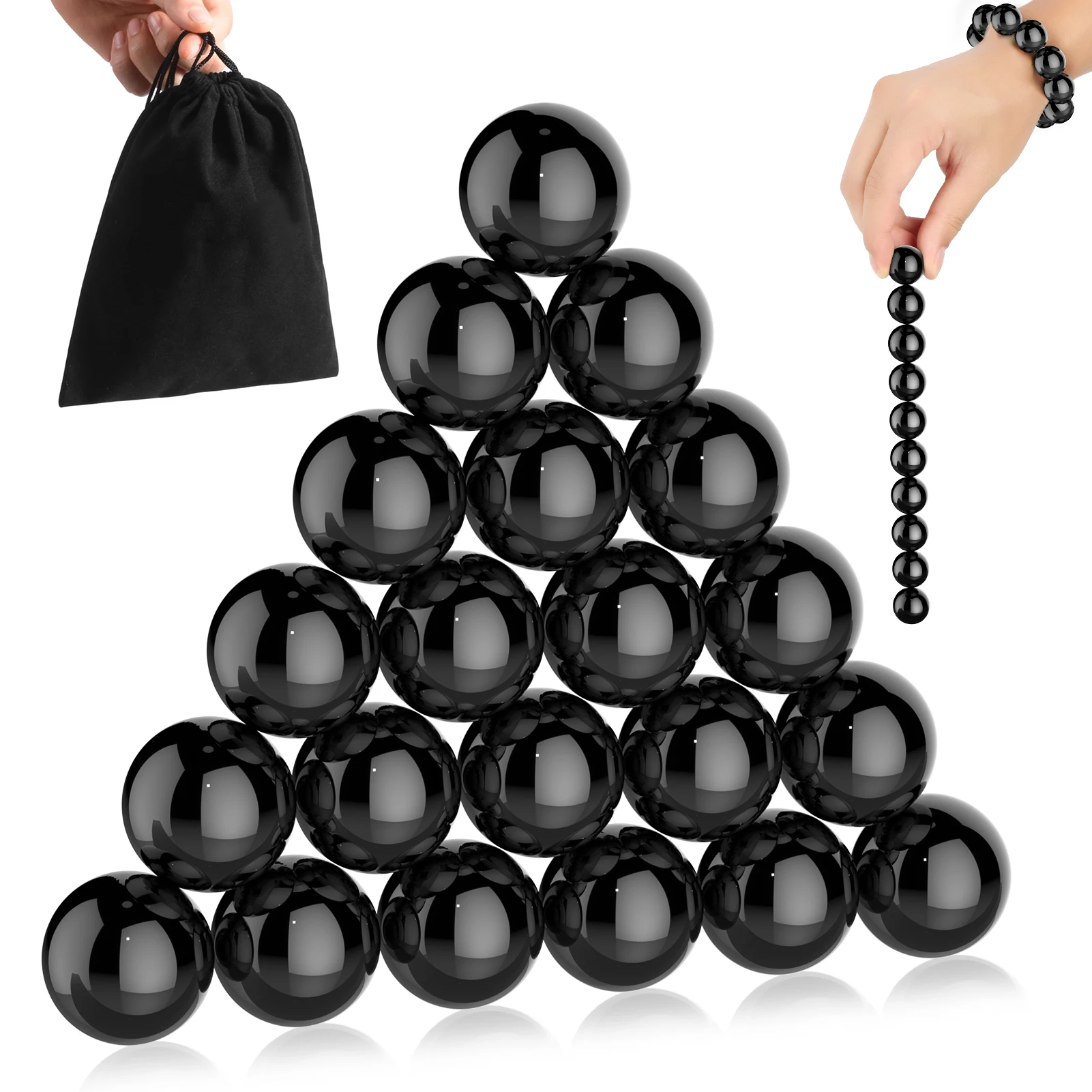 21 pièces aimant boule noire Fidget jouet bricolage hématite pierres jouets pour adultes Kit scientifique pour soulager l'anxiété hochet magnétique serpent cadeau
