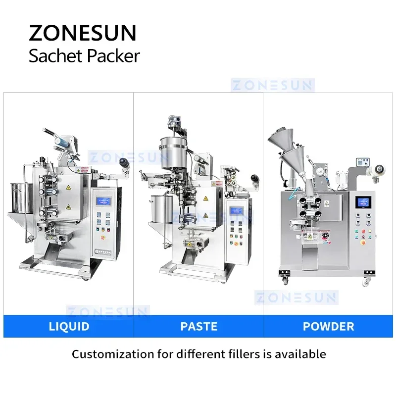 ZONESUN Automatic Sachet Packaging Machine VFFS Bagger Sauce Pouch Packing Ketchup Chili Paste Filling Equipment ZS-LX120