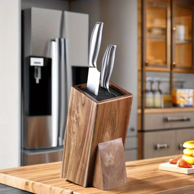 Household Acacia Mangium Knife Holder Knife Holder Solid Wood Knife Storage Rack  And Washable Free Slotting Tool Holder