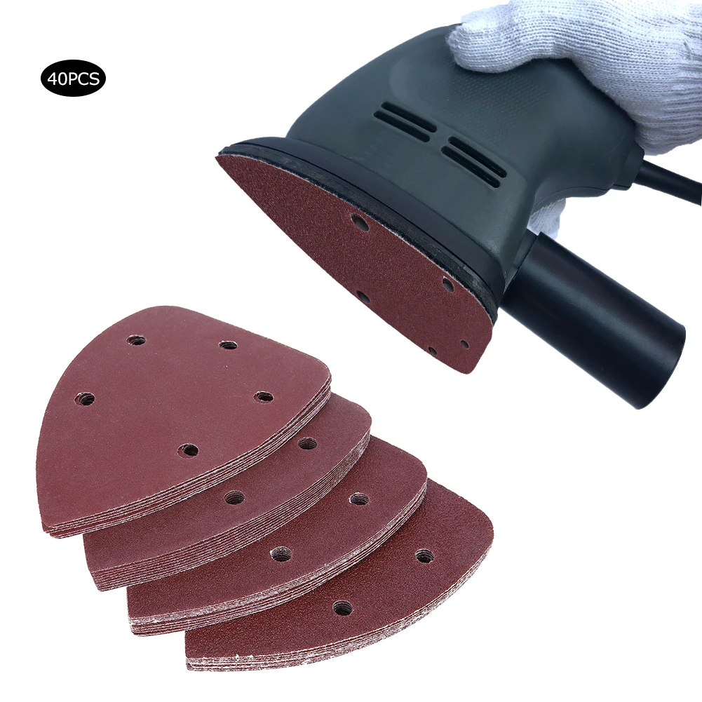 

40Pcs Triangle Sandpaper Back Velvet 5 Hole Set Made of Fused Zirconia Alumina Corundum Sanding Polishing Tools 140 X 90mm