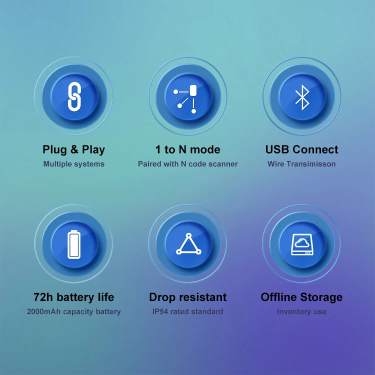 1D 2D البسيطة المحمولة ماسح الباركود اللاسلكية CMOS الماسح الضوئي بلوتوث المحمولة QR PDF417 قارئ الرمز لمتجر الدفع المحمول #3