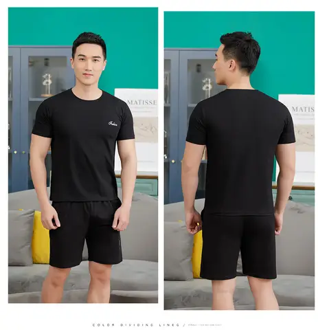 남성용 모달 반팔 파자마, 캐주얼 홈웨어, 대형 홈웨어 세트, 얇은 섹션, 남아용, 여름 신상