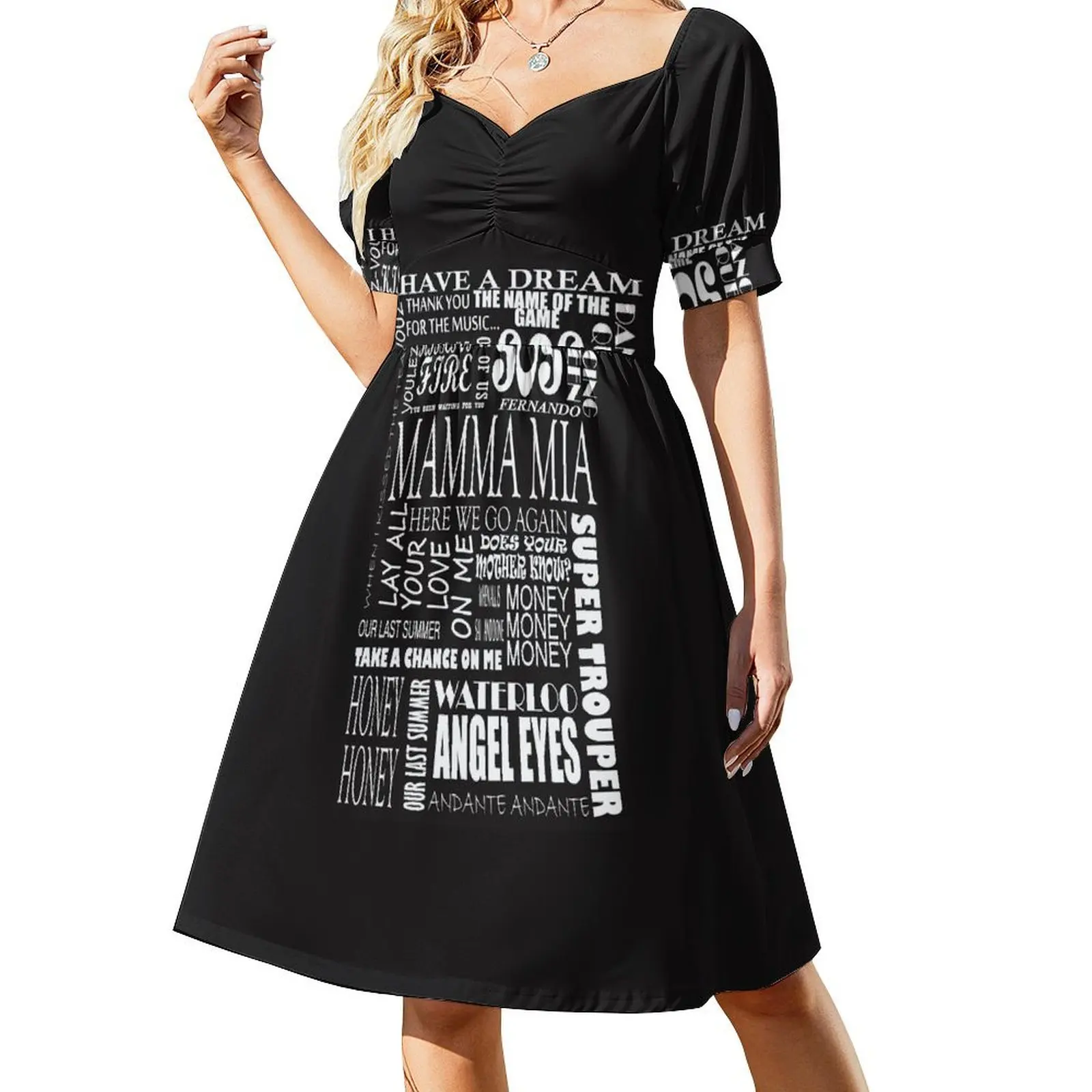 

Mamma Mia words songs Short Sleeved Dress Dresses clothes for women Dress
