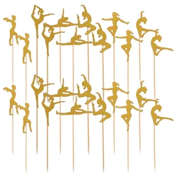 24 Pcs Yoga Aerobics Cake Toppers Fitness Theme Decorative Picks Cupcake Dessert Accessories Gymnastics Party Supplies Sport