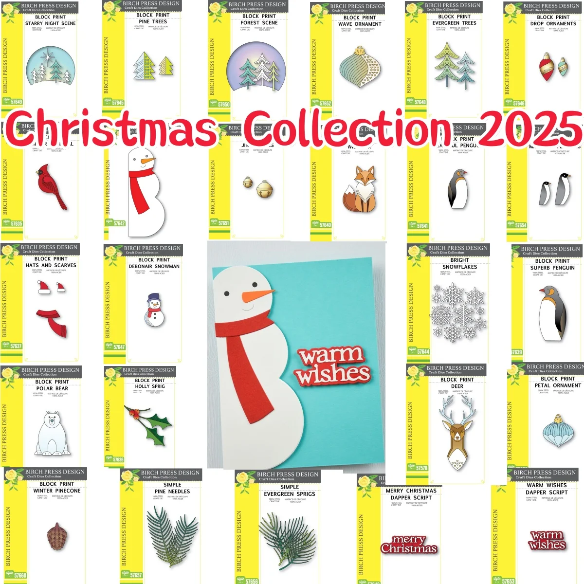 Christmas 2025 Tree Snowman Penguins Metal Cutting Dies for DIY Decorating Scrapbook Paper Gift Card Album Embossing Craft