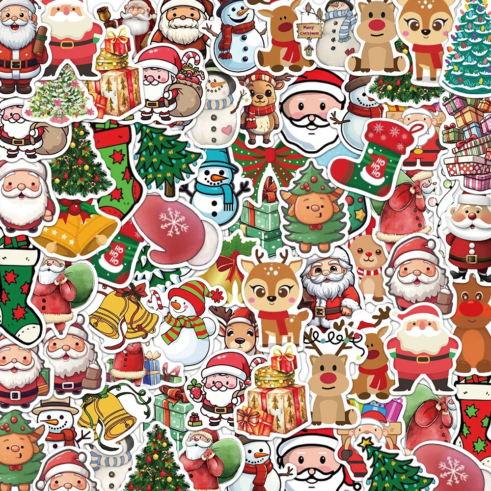 50PCS Christmas Stickers Snowman Santa Claus Exquisite Handheld Account Material Phone Case Laptop Luggage Bottle Waterproof